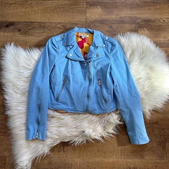COLOR ME COURTNEY Dennis Biker Jacket Blue - Picture 5 of 7